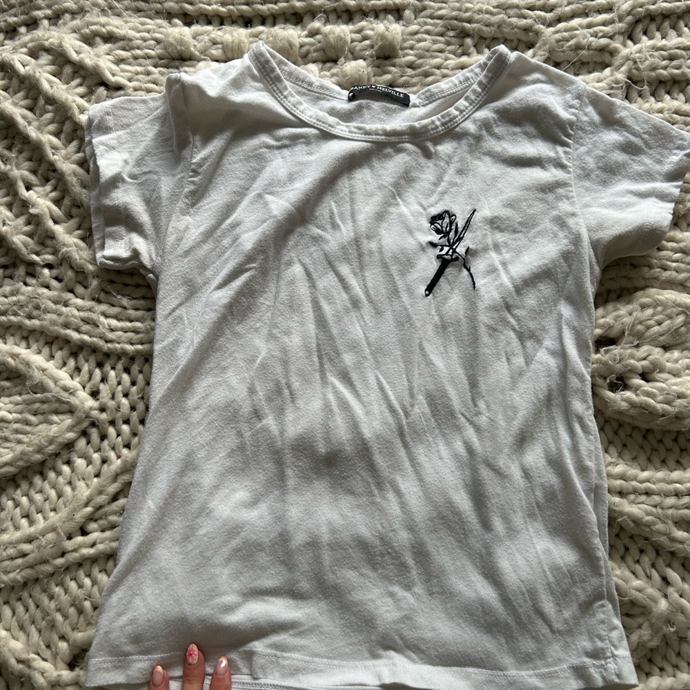 Brandy Melville White Short Sleeve Tee with Graphic
